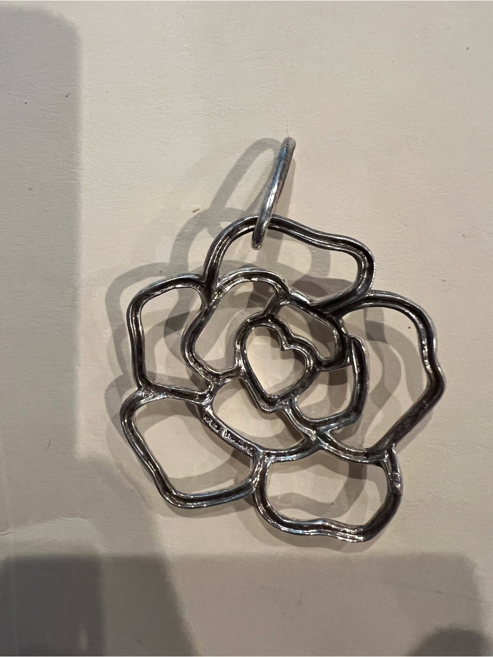 Sterling silver open work flower pendant
